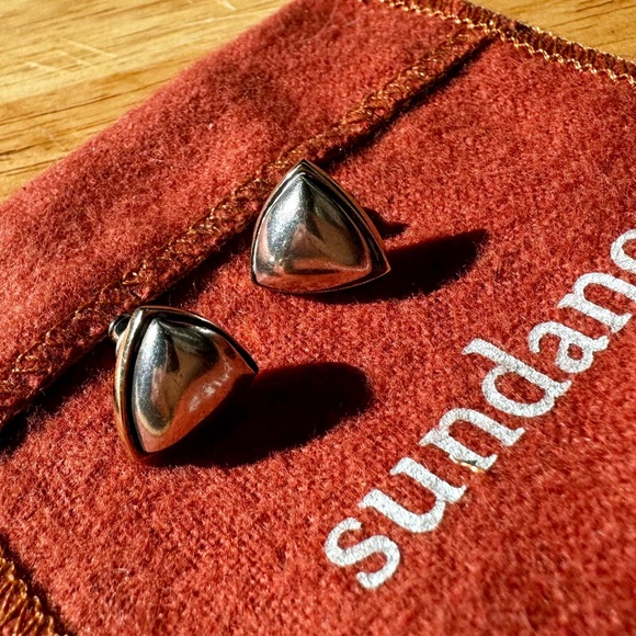 VTG Sterling Silver Triangular Earrings Post Style - Picture 3 of 11